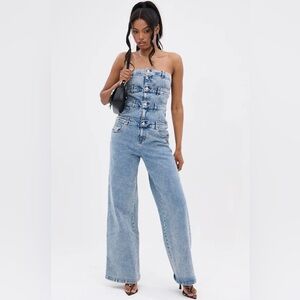 AKIRA Light Blue Denim Women Jeans Overalls